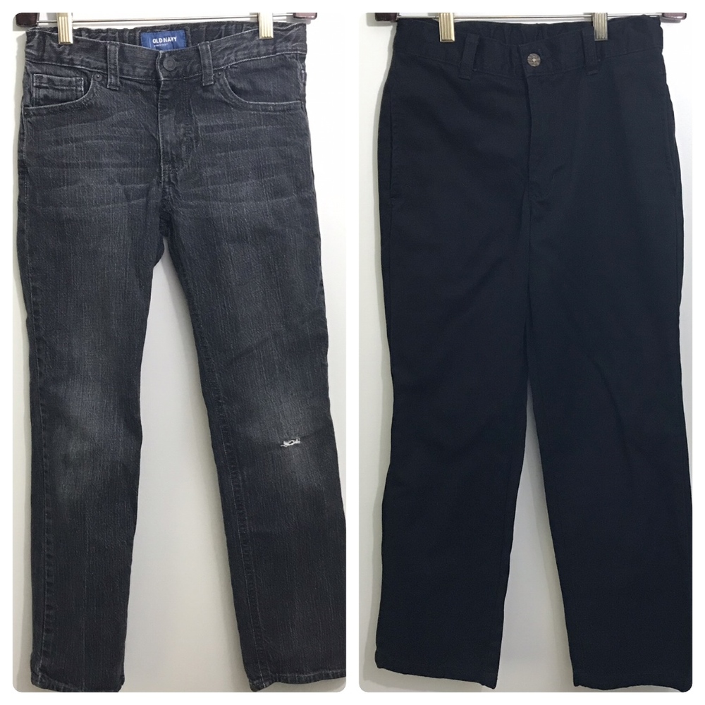 Lot of 2 pants Old Navy & George Boy's Black sz 10